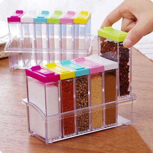 6-Piece Transparent Masala Spice Jar Set