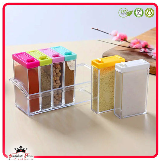 6-Piece Transparent Masala Spice Jar Set
