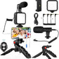 AY-49 Vlogging Kit | Portable Video Recording Setup with LED Light, Shotgun Mic & Flexible Tripod