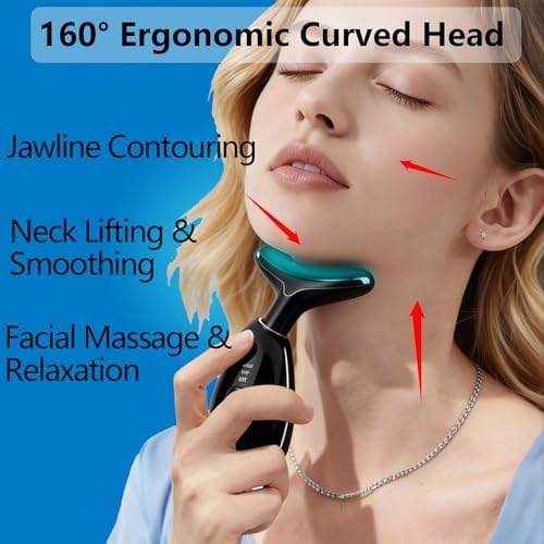 Neck Lifting And Tightening Massager EMS Microcurrent Face And Neck Device With LED Light