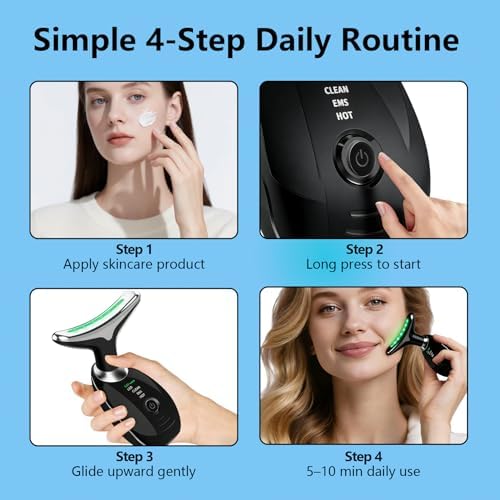 Neck Lifting And Tightening Massager EMS Microcurrent Face And Neck Device With LED Light