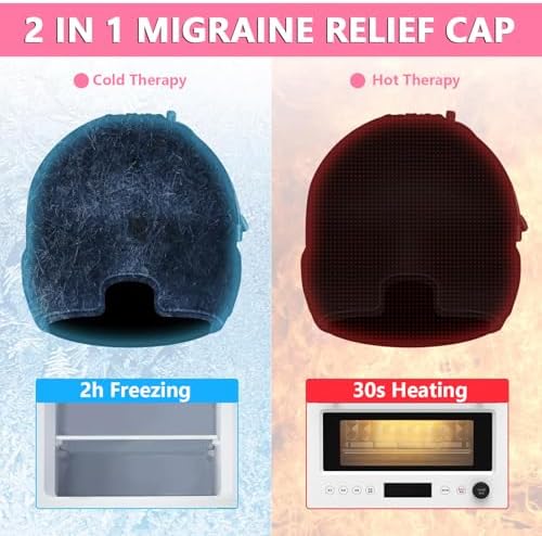 Migraine Relief Cap With Box - Instant Headache Relief Hat Reusable Gel Cap For Migraine Pain Relief Wearable Hot Cold Therapy Therapy (Random Color)