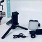 AY-49 Vlogging Kit | Portable Video Recording Setup with LED Light, Shotgun Mic & Flexible Tripod