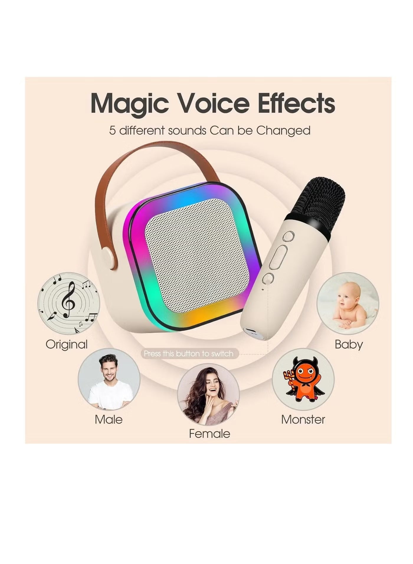 K12 Bluetooth Karaoke Speaker with Voice Changer Mic