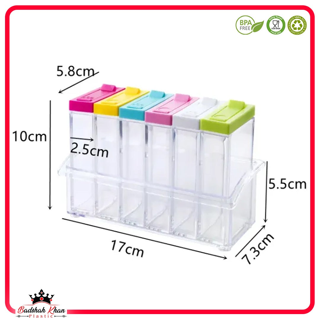 6-Piece Transparent Masala Spice Jar Set