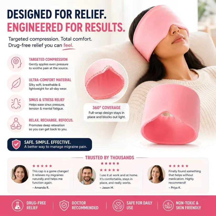 Migraine Relief Cap With Box - Instant Headache Relief Hat Reusable Gel Cap For Migraine Pain Relief Wearable Hot Cold Therapy Therapy (Random Color)