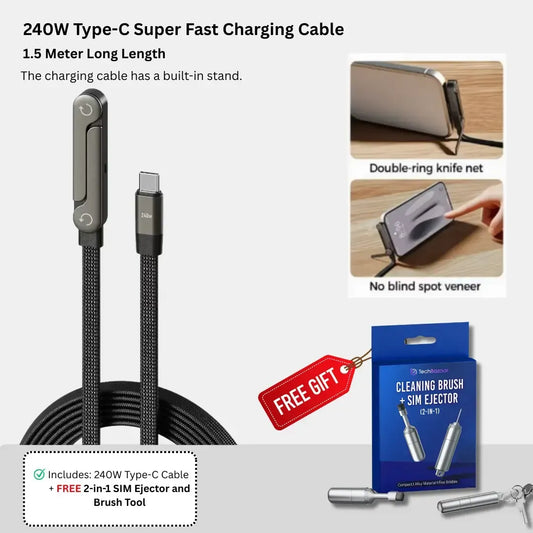 240 W (2in 1 type C fast charging cable + mobile stand)